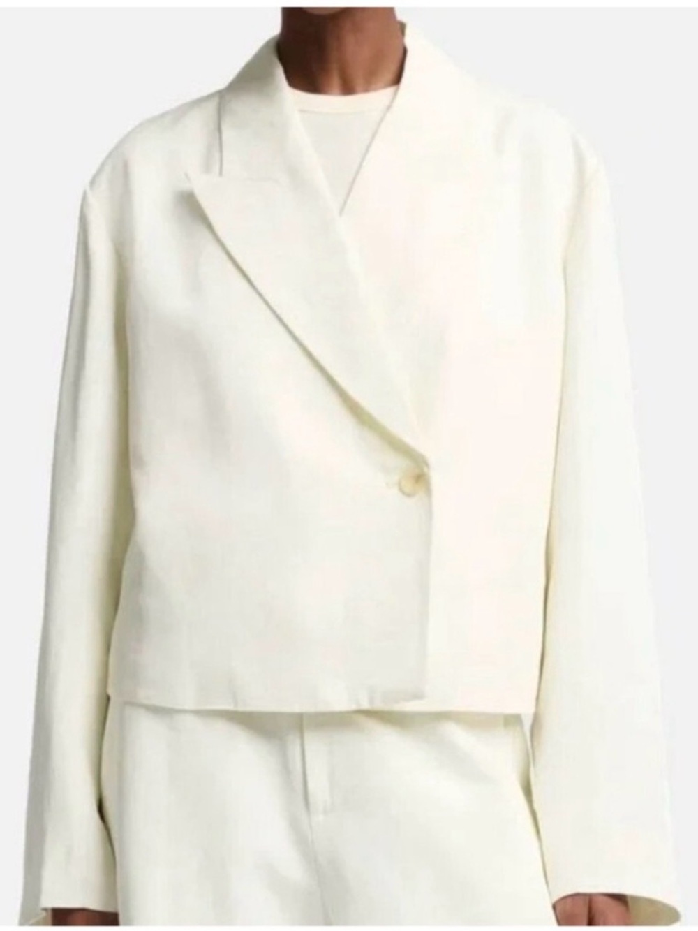 7 FOR ALL MANKIND Long Sleeve Oversized Linen Blend Cropped Ivory Blazer--NWT--S - Picture 4 of 15